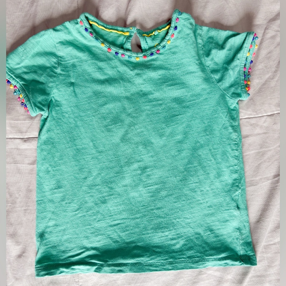 Boden‎ Aqua Kids Tee with Multicolor Trim Size 5-6Y EUC